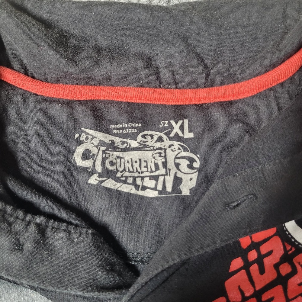 Current Y2K Men's‎ Polo Shirt Size XL Short Sleeves Black Red Hip Hop - Picture 3 of 6